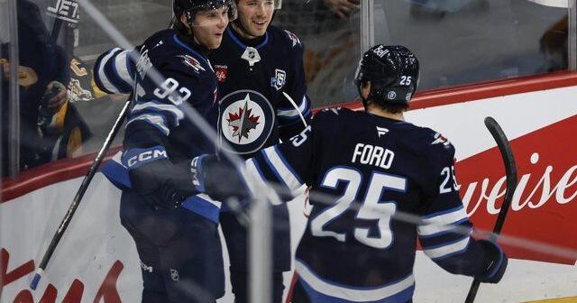 Lambert scores first NHL goal, Winnipeg Jets down Pittsburgh Penguins 5