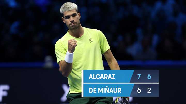 Alcaraz rinde a De Miñaur y pone la primera piedra en las ATP Finals