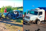 Impresionante choque frontal entre auto y camión en el acceso a Concepción del Uruguay