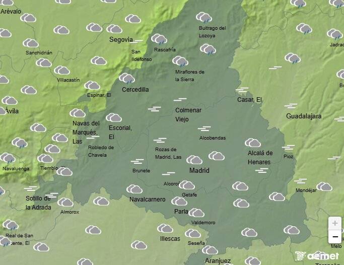 Cielos cubiertos y lloviznas en Madrid este viernes: el otoño se impone con temperaturas frías