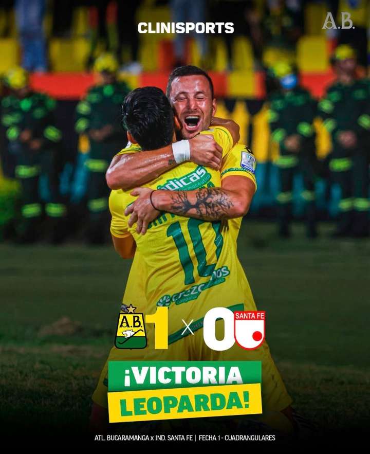 🐆💛Bucaramanga debutó con triunfo en los cuadrangulares: 1-0 sobre Santa Fe 🦁🔴 -