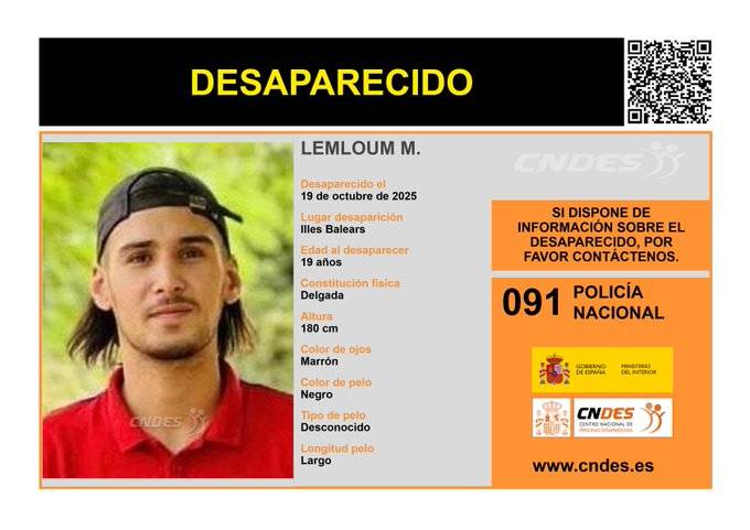 Preocupación por joven desaparecido en Illes Balears