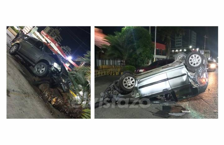 Aparatosa colisión en la Av. Principal de Lechería dejó cuatro lesionados la madrugada del domingo 30Nov