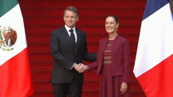 Claudia Sheinbaum recibe a Emmanuel Macron