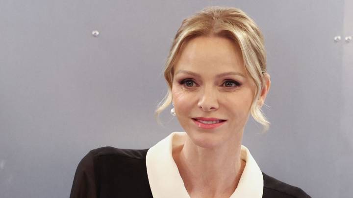 Monochrome magic! Princess Charlene of Monaco is the epitome of chic in a black and white ensemble for an event in Monte