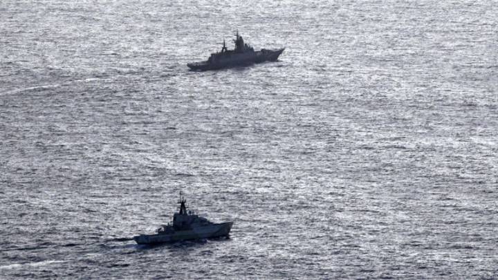 British navy intercepts Russian corvette and tanker as Moscow steps up naval activity