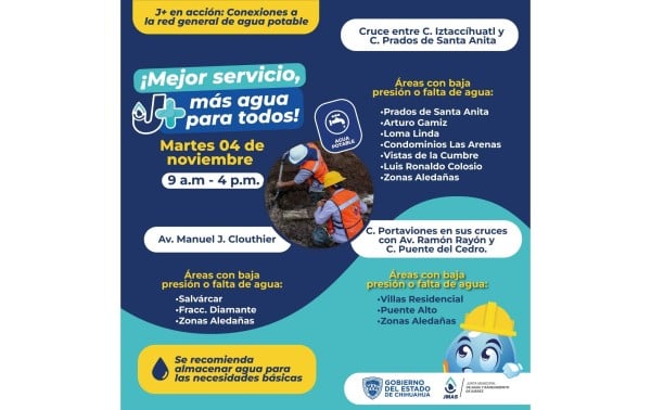 ATENTO AVISO: Mañana cortarán el agua a varias colonias y fraccionamientos