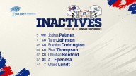Buffalo Bills inactives vs. Dolphins