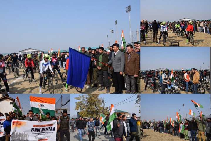 DC Budgam flags off cycle, bike, marathon rallies to celebrate 150 years of “Vande Mataram”