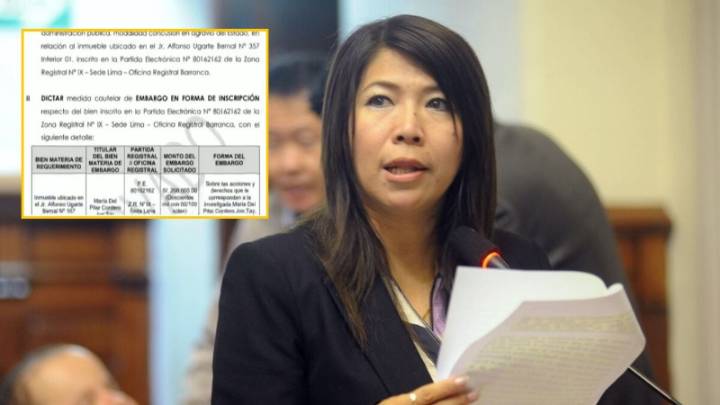 Caso ‘Mocha sueldo’: PJ ordena embargo de un inmueble de vinculado a la suspendida congresista María Cordero