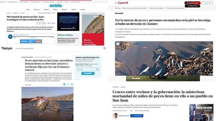 El caso de los peces muertos trascendió San Juan y llegó a medios nacionales