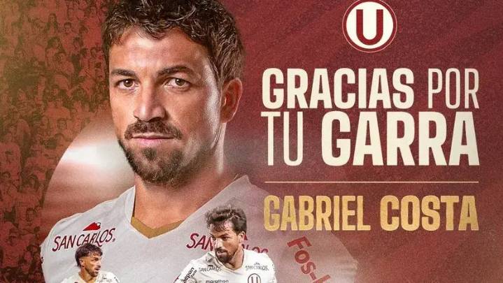 "Gracias por tu garra": Universitario anunció la salida de Gabriel Costa