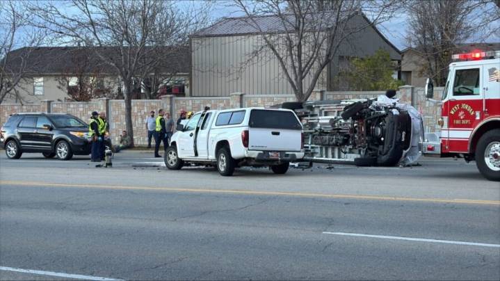 West Jordan crash on Monday sees vehicle roll, minor injuries