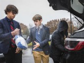 Photo Gallery: Students at St. Francis de Sales deliver donation bags for Thanksgiving
