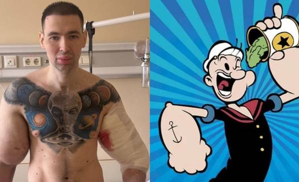 Un influencer ruso se inyectó vaselina para ser Popeye y podría perder los brazos