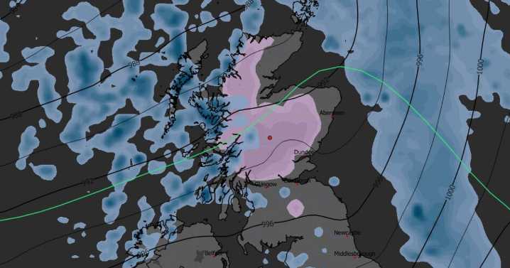 Scotland snow maps turn purple showing six inches falling as Arctic blast sweeps UK