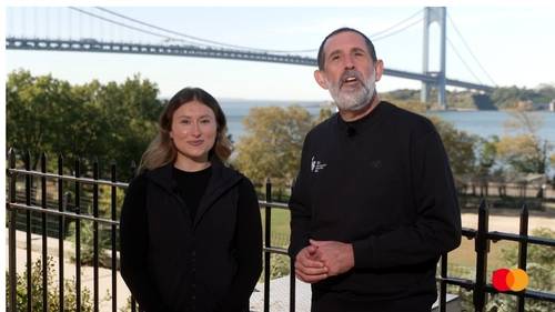 Mastercard infuencer Mallory and Coach Ben tour the TCS NYC Marathon route