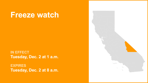 Freeze watch in place for Death Valley National Park for Tuesday