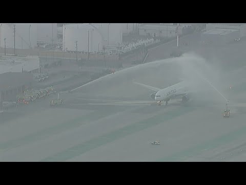 Dodgers' team plane touches down in LA after repeat World Series win