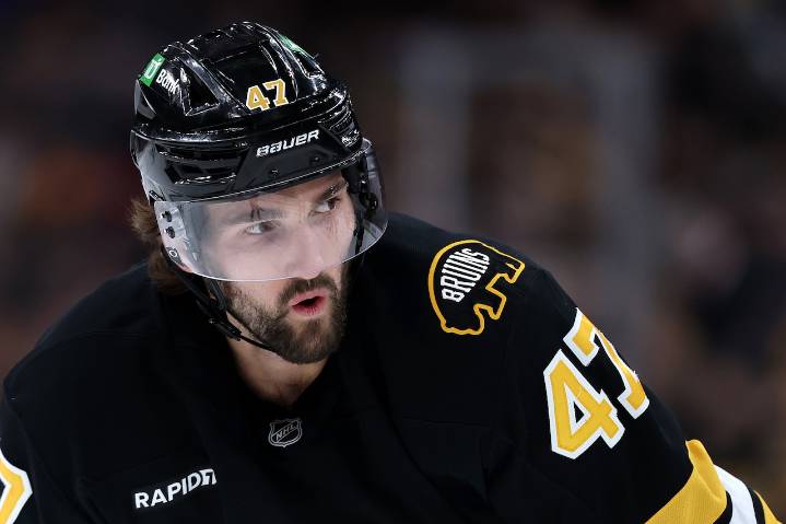 Bruins’ Mark Kastelic lands big right hand to win fight with Red Wings standout