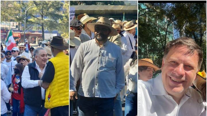 Acosta Naranjo, Belaunzarán y Emilio Álvarez Icaza son vistos en la marcha de este 15 de noviembre
