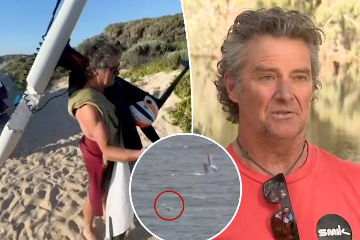 Windsurfer fights off shark after being pulled underwater: video