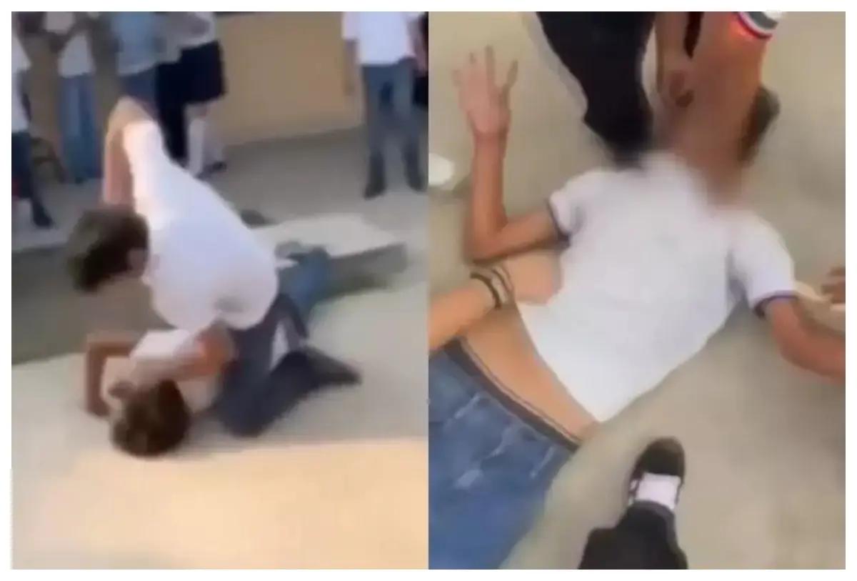 Estudiantes de secundaria se agarran a golpes en Colima; uno se golpea la cabeza y convulsiona
