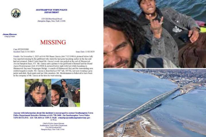 Body of missing Long Island kayaker Shane Garcia found as search for pal continues
