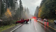Unsafe passing suspected in 4-car morning crash on Highway 3