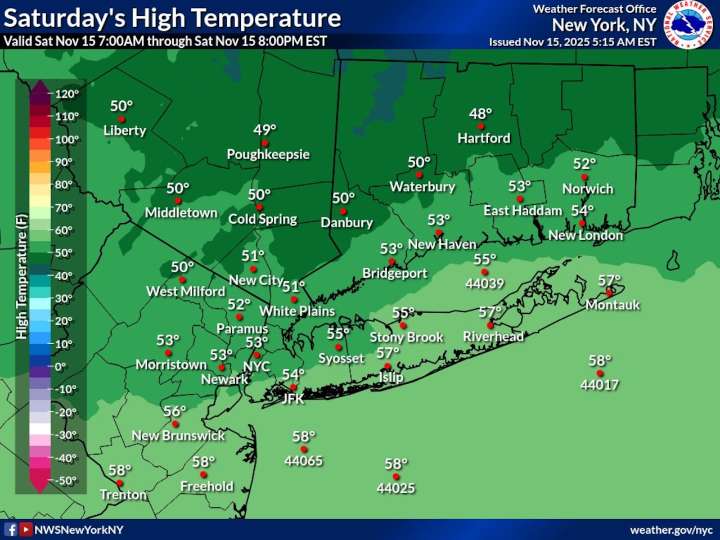 N.Y. weather: Rain, wind to impact Staten Island Saturday evening into Sunday