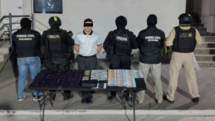 Aseguran 95 dosis de metanfetaminas en Nuevo León; una persona fue detenida