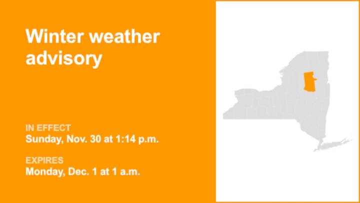 NY weather: Winter weather advisory for Hamilton County until 1 a.m. Monday