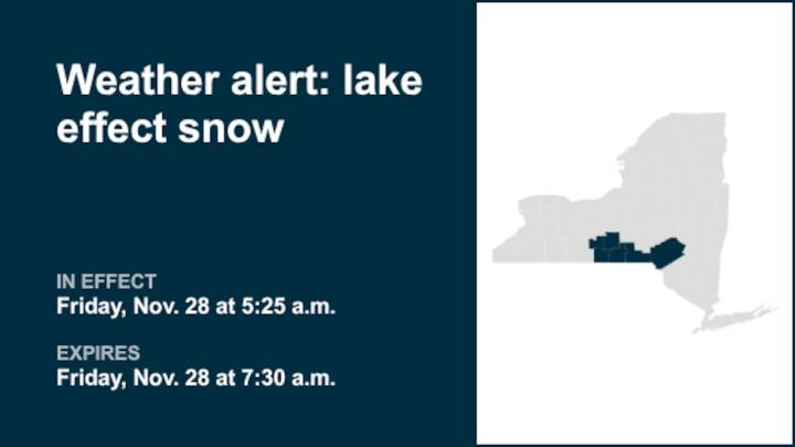 Expect lake effect snow in Southern Tier Friday morning