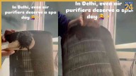 Watch viral video: Delhi woman cleans clogged air purifier, shocking thick layers of dust fall off