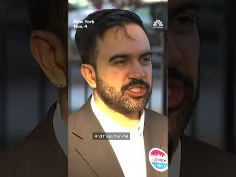 NYC mayoral canidate Zohran Mamdani casts his ballot alongside his wife