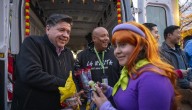 Gov. Pritzker makes a Halloween stop in Chicago's Little Village neighborhood