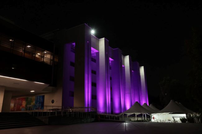 Iluminan de color morado el frontispicio de la Cámara de Diputados con motivo del Día Mundial del Síndrome de Lennox