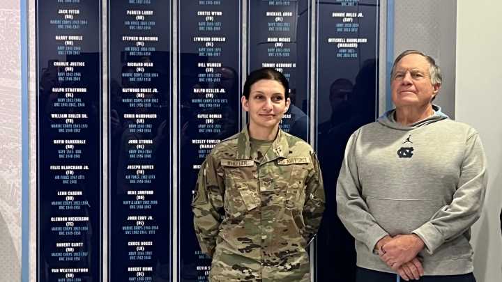 VIDEO of UNC football military wall, Bill Belichick comments on Veterans Day