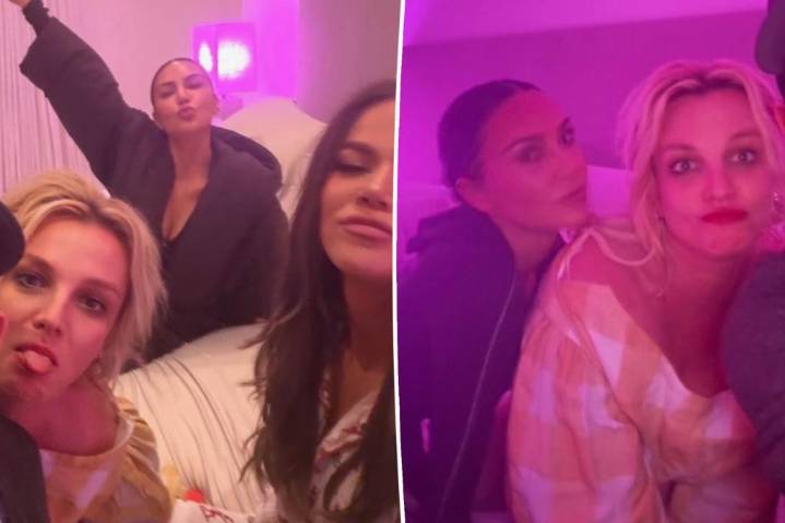Kim Kardashian and Britney Spears cozy up in bed with Khloé