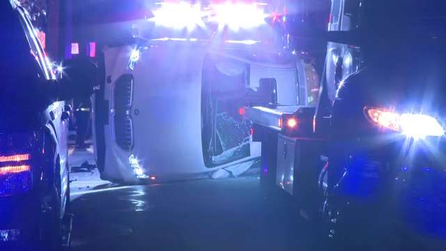 One person injured when vehicle ends up on its side during crash in Coraopolis