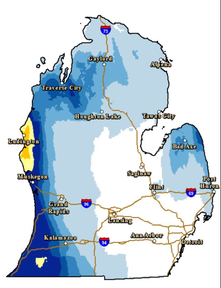 Winter Storm Warning continues for part of Lower Michigan; Localized 9 inch snow expected