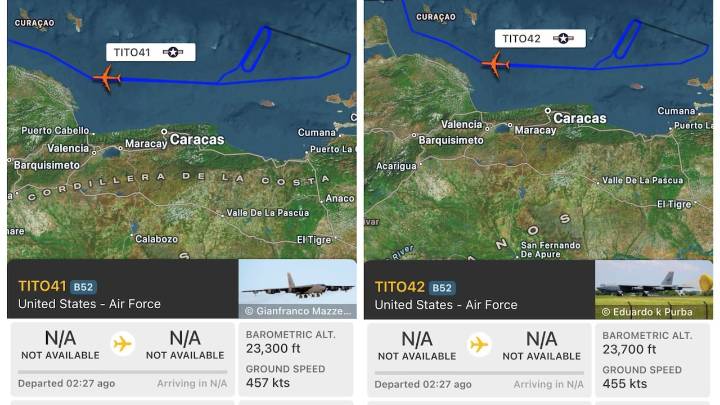 Aumenta la tención: bombarderos estadounidenses sobrevuelan la costa de Venezuela