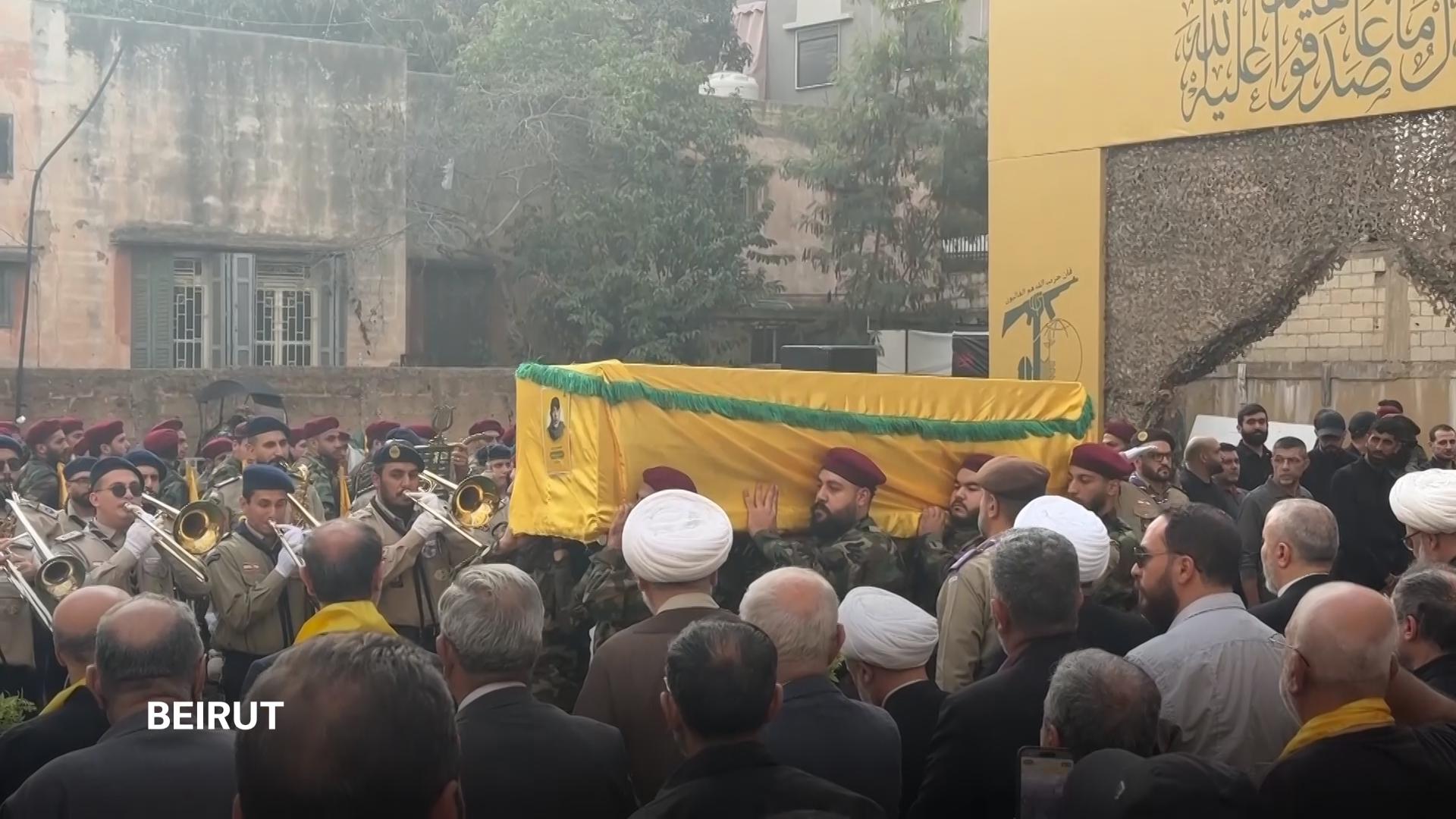 Funeral held in Lebanon for Hezbollah chief of staff and two fighters killed in Israeli strike
