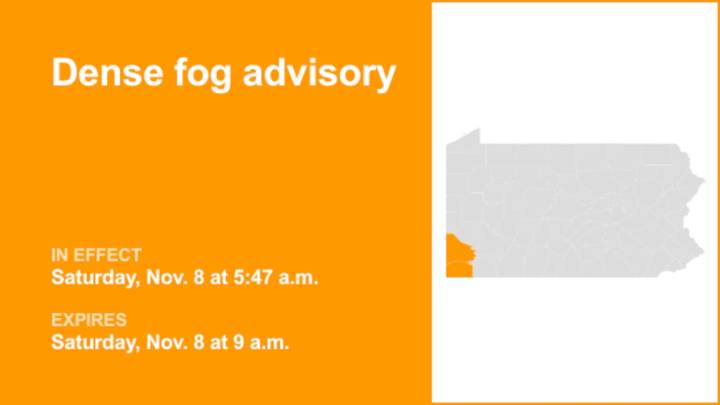 Dense fog advisory in place for Washington and Greene counties until Saturday morning