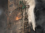 What is bamboo scaffolding and how did it worsen the Hong Kong fire?