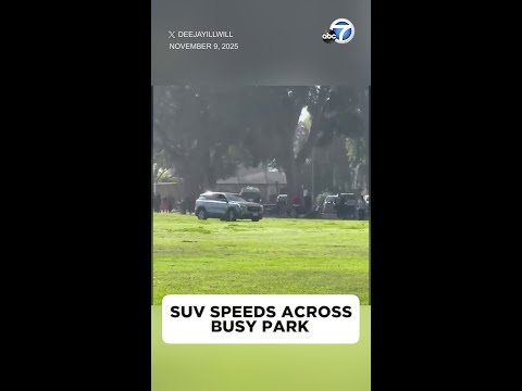 SUV speeds dangerously across busy Whittier park