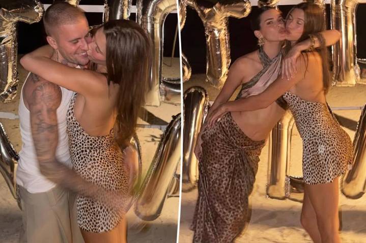 Justin Bieber, wife Hailey kiss at Kendall Jenner's party