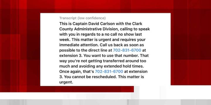 Clark County warns of ‘no call, no show’ impersonation scam
