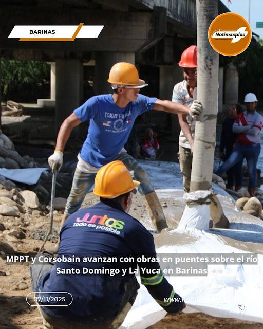 MPPT y Corsobain avanzan con obras en puentes sobre el río Santo Domingo y La Yuca en Barinas