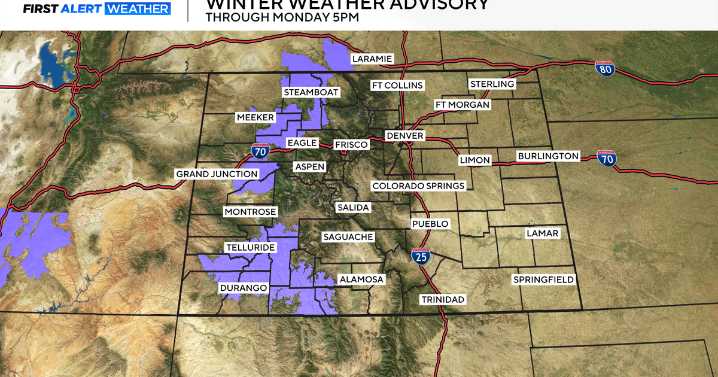 Winter snow and high winds to hit Colorado mountains Sunday night; Winter Weather Advisory to take effect